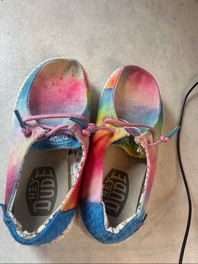 Hey Dude Kids Tie-Dye Canvas Slip-On Sneakers - Pink, Blue, Yellow, Green